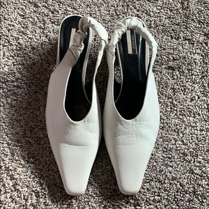 TOPSHOP White Leather Slingback Heels